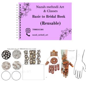 100x Time Usable Basic to Bridal Henna Mehndi Practice Book (20 Pages) with 50g Henna Powder Free